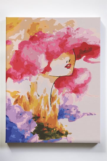 Kobieta w chmurach, marzenia, kolory, malowanie po numerach Akrylowo