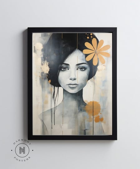 Kobieta z kwiatem we włosach - 50x70 cm - Bez ramy Harmony Posters