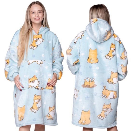 KOC BLUZA Oversize Ciepła Gruba KOCOBLUZA 2w1 XXL SHIBA Futrzak z Kapturem Mystersheep