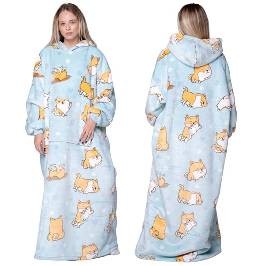 KOC BLUZA Oversize Ciepła Gruba KOCOBLUZA 2w1XXL DŁUGA SHIBA Futrzak Kaptur Mystersheep