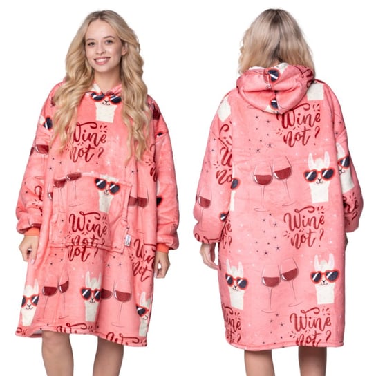 KOC BLUZA Oversize Gruba KOCOBLUZA 2w1 XXL Wzór WINO Futrzak z Kapturem Inna marka