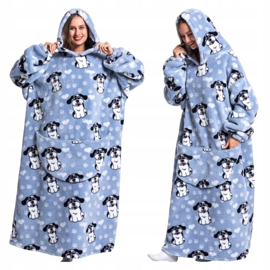 KOC BLUZA Oversize Kocobluza Cieplutka 2w1 Piesek Pies XXL Długa Kocyk SkibiStore