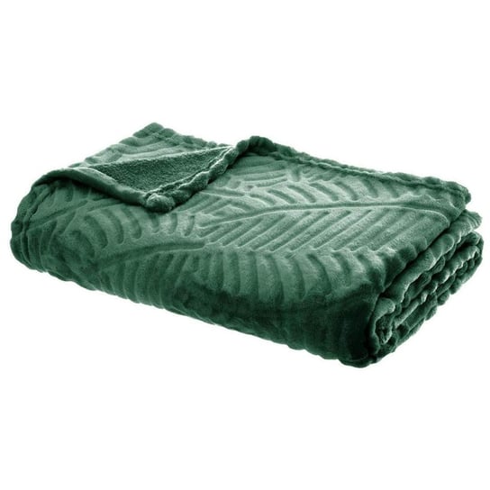Koc na łóżko, kanapę, narzuta do salonu, efekt liści palmy 3D, kolor zielony, 150 x 125 cm Atmosphera