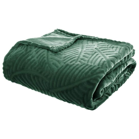 Koc na łóżko, kanapę, narzuta do salonu, efekt liści palmy 3D, kolor zielony, 220 x 240 cm Atmosphera