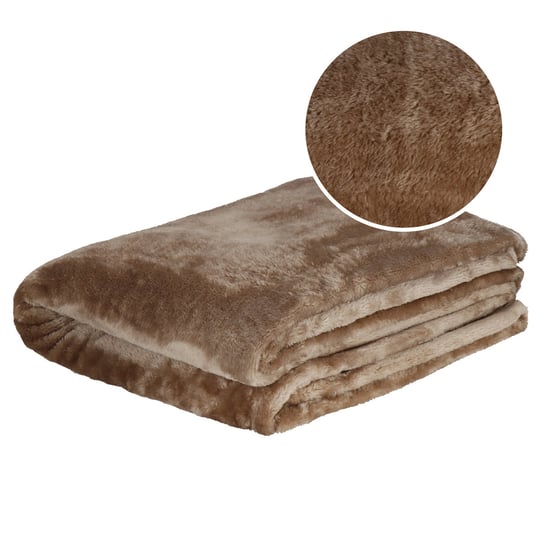 Koc narzuta na łóżko 150x200 cm brązowy gładki pled Springos