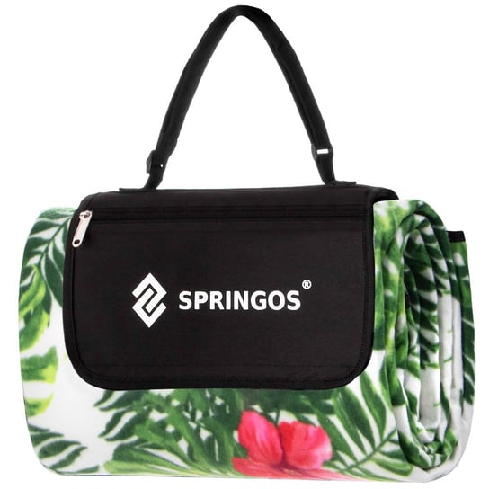 Koc piknikowy plażowy 200x200 cm mata egzotyczne rośliny Springos