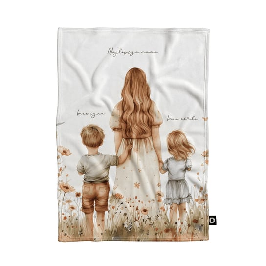 Koc pluszowy dla mamy wzór DM32 | mama z dziećmi 02 135 x 100 cm Decordruk