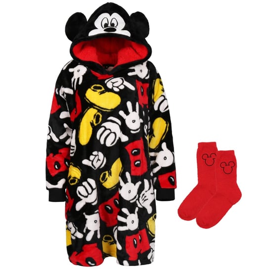 Koc z rękawami Koc bluza kocobluza dziecięcy Myszka Mickey, czarny + skarpetki Disney