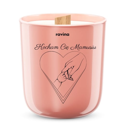 KOCHAM CIĘ MAMUSIU sojowa świeca zapachowa, świeczka perfumowana na prezent dla mamy Dzień Matki ravina