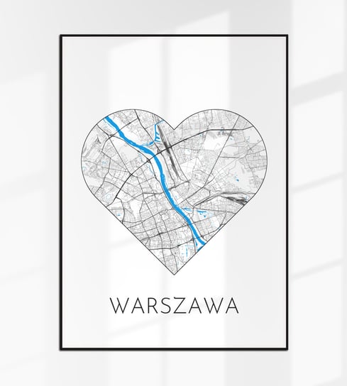 Kocham WARSZAWA plakat SERCE mapa czarno-biała plan 40x30 cm A3, 4 Inna marka