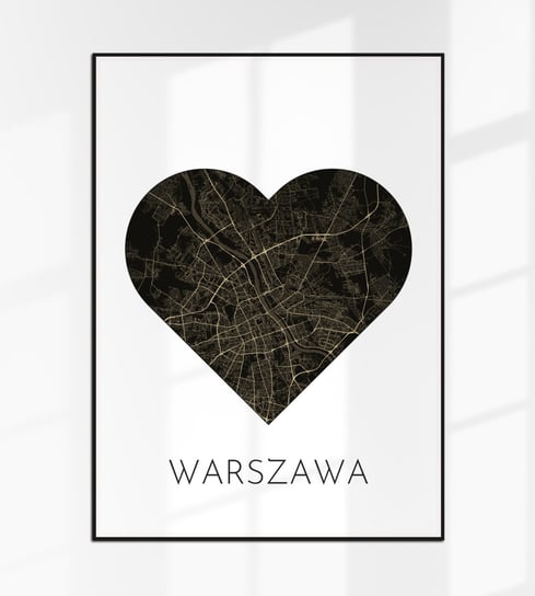 Kocham WARSZAWA plakat SERCE mapa czarno-biała plan 70x50 cm B2, 1 Inna marka