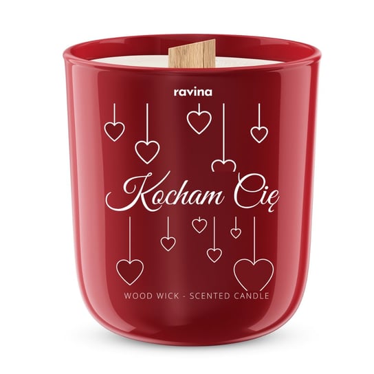 KOCHMA CIĘ sojowa perfumowana świeca zapachowa w szkle, drewniany knot Amor  / RAVINA.pl ravina