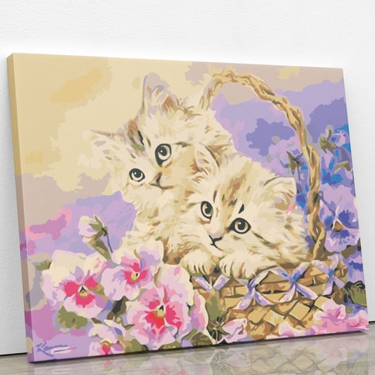 Kociaki w koszyku - Malowanie po numerach 50 X 40 cm ArtOnly