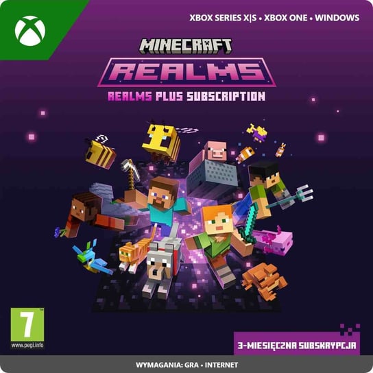 Kod Minecraft Realms – subskrypcja 3 miesiące / Xbox Series X/S, Xbox One, Windows Microsoft