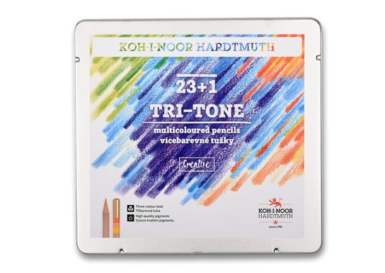 Koh-I-Noor, Kredki trójkolorowe Tri-Tone 3444 w naturalnej oprawie, 24 szt Koh-I-Noor