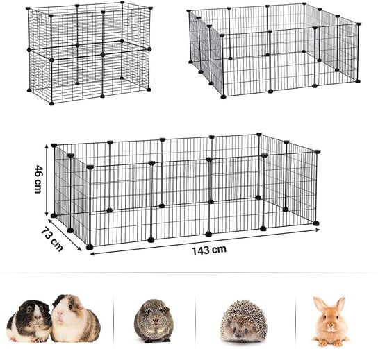 Kojec klatka zagroda dla psów lub małych zwierząt 12 paneli 143x73x46 LPI01H Songmics