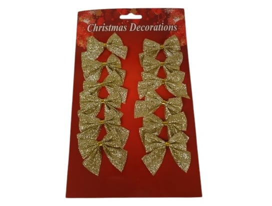 Kokardy dekoracyjne brokat złote 12szt Alfa