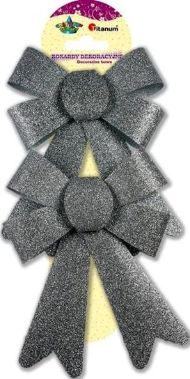 Kokardy dekoracyjne brokatowe, srebrne, 2 sztuki Titanum