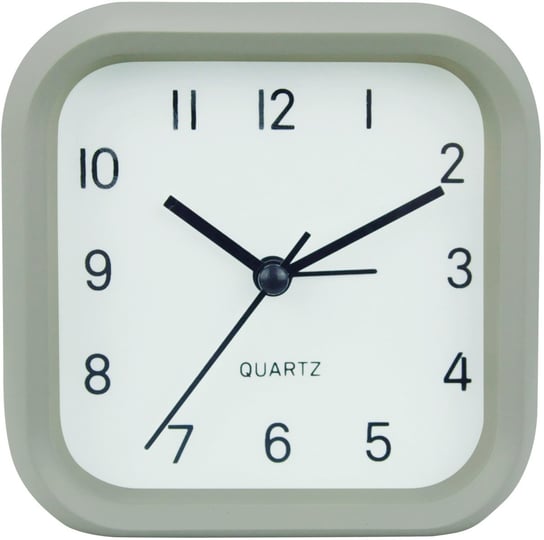 KOKO - Zegar budzik z podświetleniem - kwadratowy - szary z białą tarczą - 10,3x4,4 cm - KO-9317 Koko