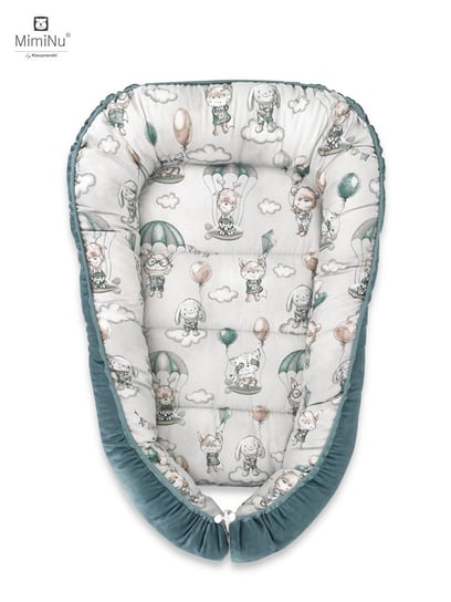 Kokon niemowlęcy 55x75 cm SPADOCHRONY OLIWKA + VELVET ZIELEŃ NEPALSKA MimiNu by Kieczmerski