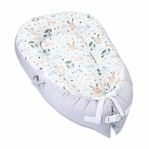 Kokon Niemowlęcy Z Uchwytem 90X50 Cm - Ochraniacz Baby Set Babynest Noworodek Ze Zdejmowanym Pokrowcem W Szare Bawełniane Sowy Inna marka