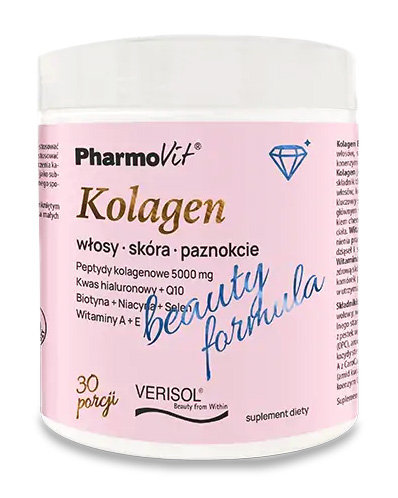 KOLAGEN O SMAKU BRZOSKWINIA - BANAN BEAUTY FORMULA BEZGLUTENOWY 174 g - PHARMOVIT Pharmovit