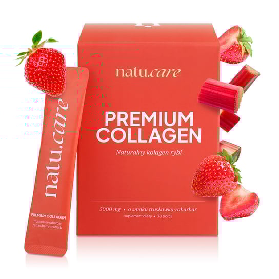 KOLAGEN RYBI PREMIUM 5000 MG Truskawka-Rabarbar 30 Saszetek Natu Care Natu Care