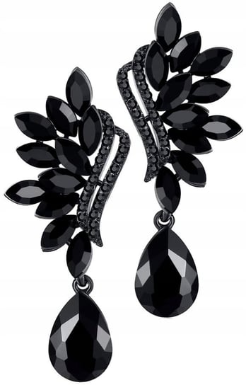 Kolczyki czarne wiszące cyrkonie kryształki retro Edibazzar