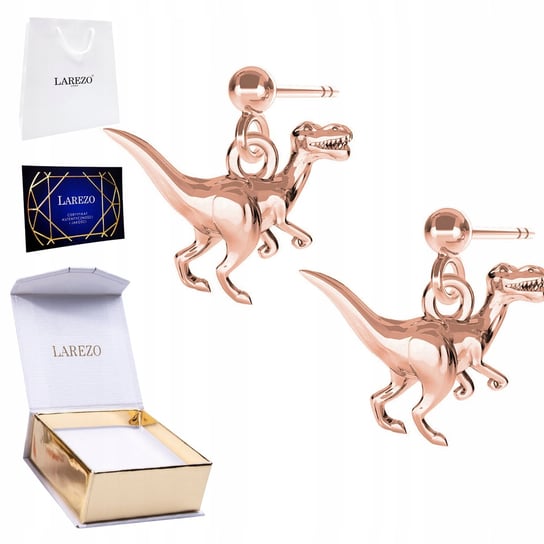 Kolczyki Dinozaur T-rex różowe złoto 925 Inna marka