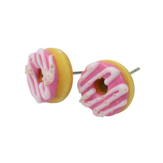 Kolczyki donuty różową polewą Sweet Muffins