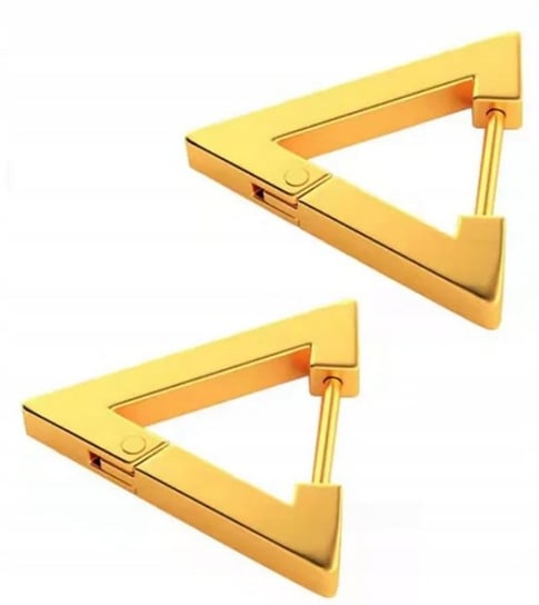 Kolczyki geometryczne trójkąty złote 16 mm stal chirurgiczna Nefryt