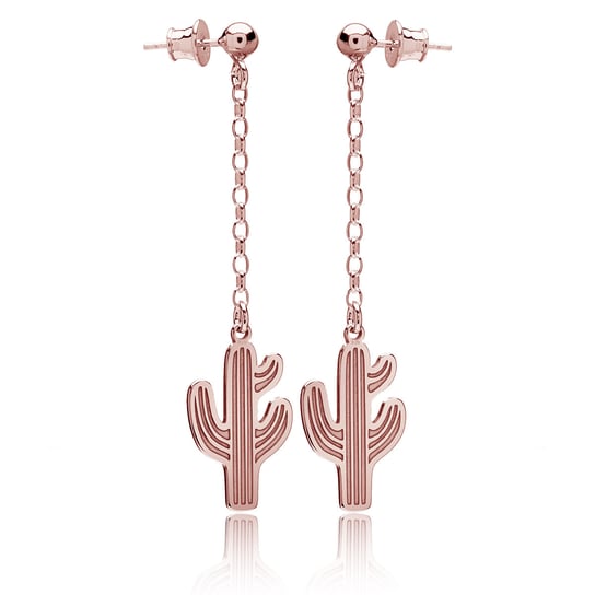 Kolczyki kaktusy srebrne złocenie różowe Astyle