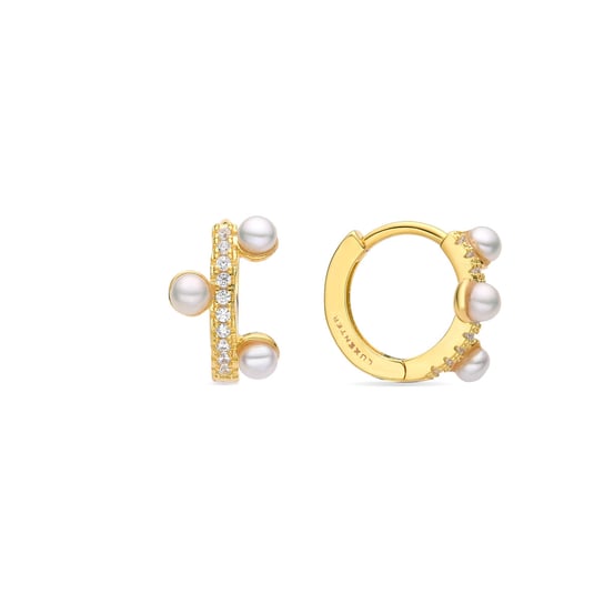 Kolczyki Luxenter Ahud z białej perły, wykończone 18-karatowym żółtym złotem Luxenter