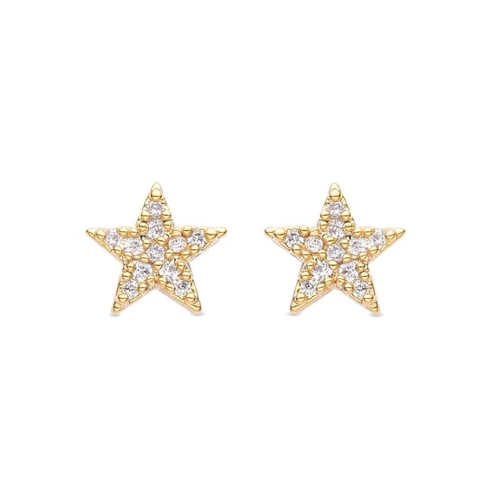 Kolczyki Luxenter Star z błyszczącymi cyrkoniami, wykończone 18-karatowym żółtym złotem Luxenter