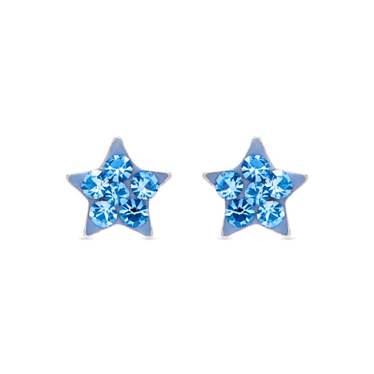 Kolczyki Luxenter Star ze srebra próby 925 i niebieskiej cyrkonii z rodowanym wykończeniem Luxenter