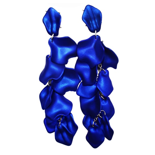 Kolczyki niebieskie płatki girlandy kobaltowe długie wiszące KOKONET