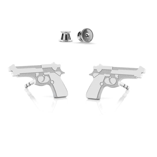 Kolczyki pistolet beretta, srebro 925 : Srebro - kolor pokrycia - Pokrycie platyną GIORRE