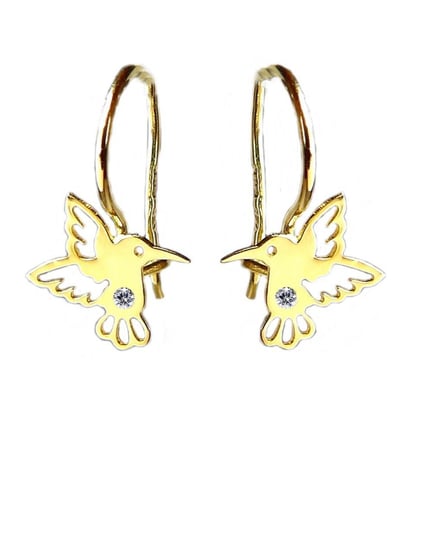 Kolczyki Ptak Koliber 0,8 Cm Cyrkonia Złoto Pr.585 (14K) Lucid Jewelry