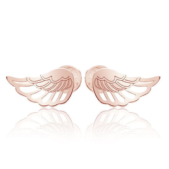 Kolczyki skrzydła sztyft złocenie różowe Astyle