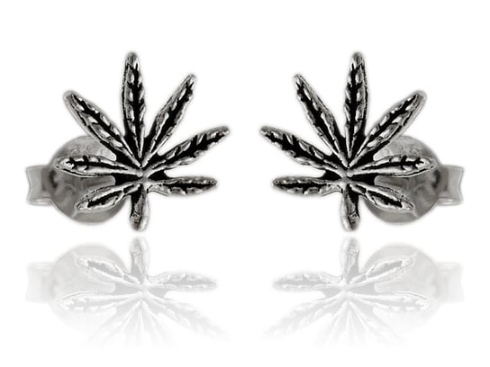 Kolczyki srebrne liście marihuany k3103 FALANA