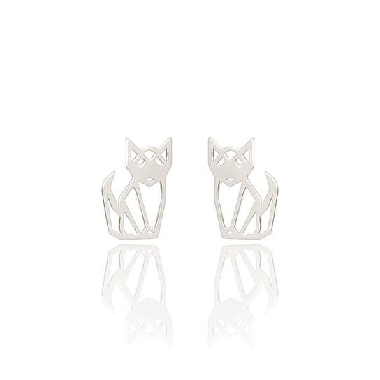 Kolczyki srebrne lisy / koty origami LUO