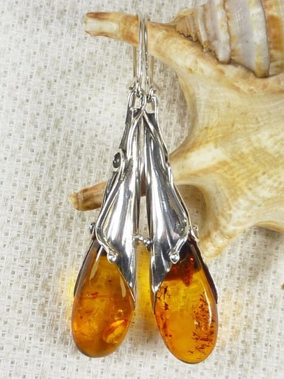 Kolczyki srebrne z bursztynem, handmade 210-63 AMBERGRAND