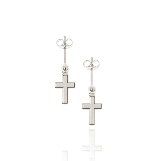 Kolczyki srebrne z grawerowanymi krzyżami LUO