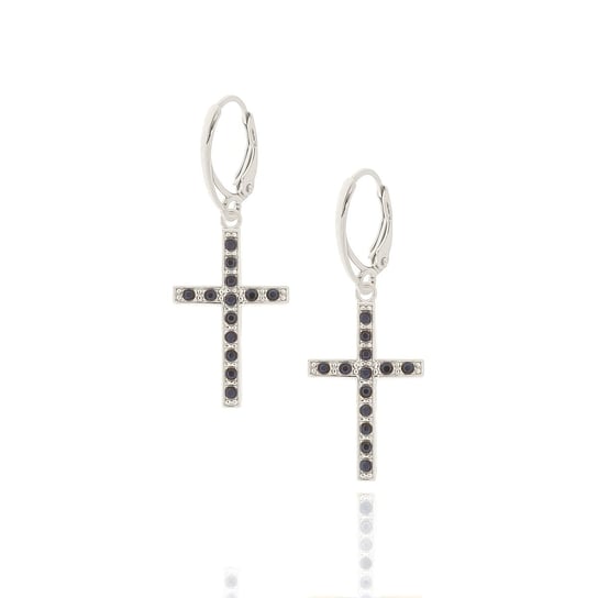 Kolczyki srebrne z krzyżami wysadzanymi kryształkami LUO