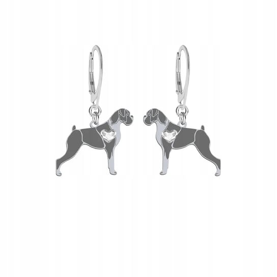 Kolczyki Srebrne z psem German Boxer 925 Biżuteria Prezent GRAWER GRATIS Mejk Jewellery