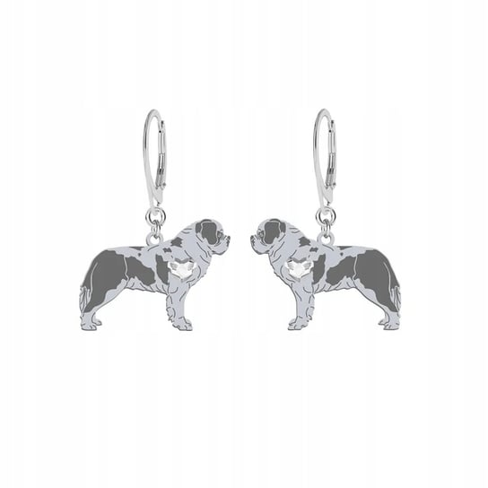 Kolczyki Srebrne z Saint Bernard Dog 925 Biżuteria Kobieta GRAWER GRATIS Mejk Jewellery