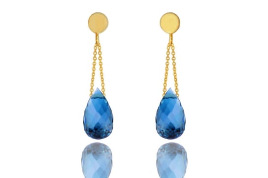 Kolczyki Topaz London Blue Krople [Materiał: złoto 585] Brazi Druse Jewelry