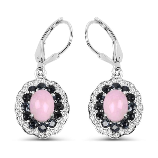 Kolczyki z różowymi opalami, szafirami i kryształami górskimi 4,00 ct Biżuteria Prana