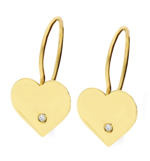 Kolczyki złote serca z diamentami nr BE D-05-C-15 Au 585 Sezam