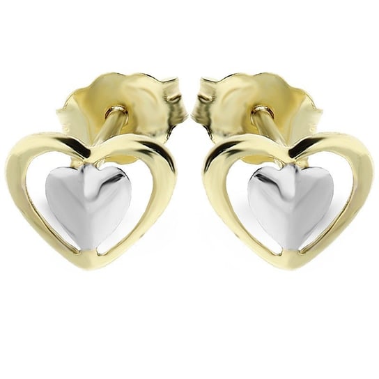 Kolczyki złote serce w sercu dwa kolory nr MZ T23-E-5243-YW próba 585 Sezam
